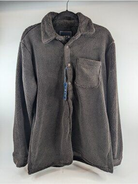 VSTR Sherpa Fleece Shacket Men’s Medium Brown Button-Down Shirt Jacket - NWT